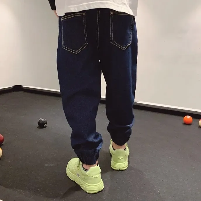 【100-160cm】一番人気 シンプル 合わせやすい 無地 デニム パンツ