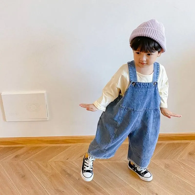 【80-130cm】人気を独占中 ins風 キュート 定番 無地 子供服 男の子 デニム サロペット ボトムス