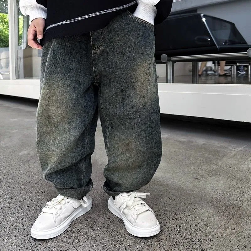 【100-170】超人気 ポケット ストリート系 ファッション カジュアル 春秋 男の子 子供服 キッズ デニムパンツ ボトムス