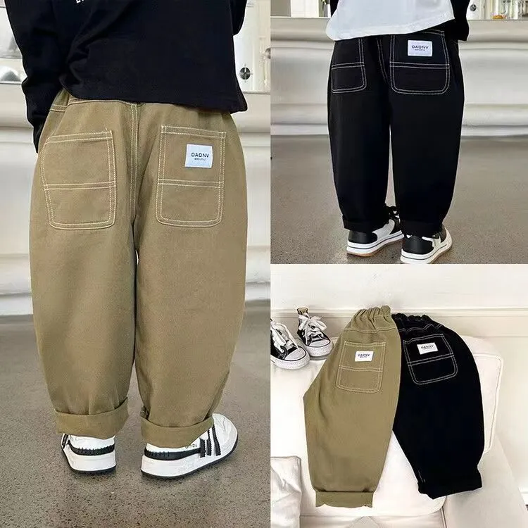 【90-140cm】2色選べる リピー数高 高品質 カジュアル キュート 無地 アルファベット 子供服 男の子 デニム パンツ ボトムス