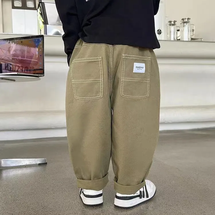 【90-140cm】2色選べる リピー数高 高品質 カジュアル キュート 無地 アルファベット 子供服 男の子 デニム パンツ ボトムス