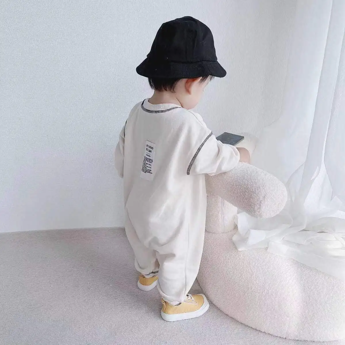 【66-90】韓国系 切り替え コットン 長袖 ベビー服 男の子 ロンパース