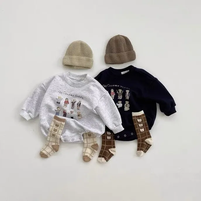 【66-90cm】二色選べ 新登場 着回し力抜群 肌触りよく カートゥーン 長袖 ベビー服 赤ちゃん ロンパース