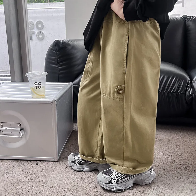 【90-150cm】超人気商品 高級感 カジュアル 2色選べる 無地 ゆったり オーバーサイズ 男の子 パンツ