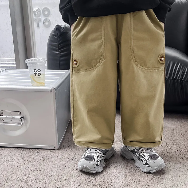 【90-150cm】超人気商品 高級感 カジュアル 2色選べる 無地 ゆったり オーバーサイズ 男の子 パンツ