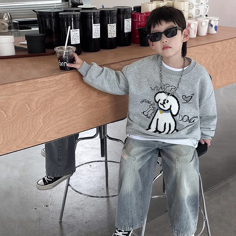 【110-160cm】 人気上昇中 大好評 気質満点 ファッション プリント 春秋 オーバーサイズ 男の子 トレーナー