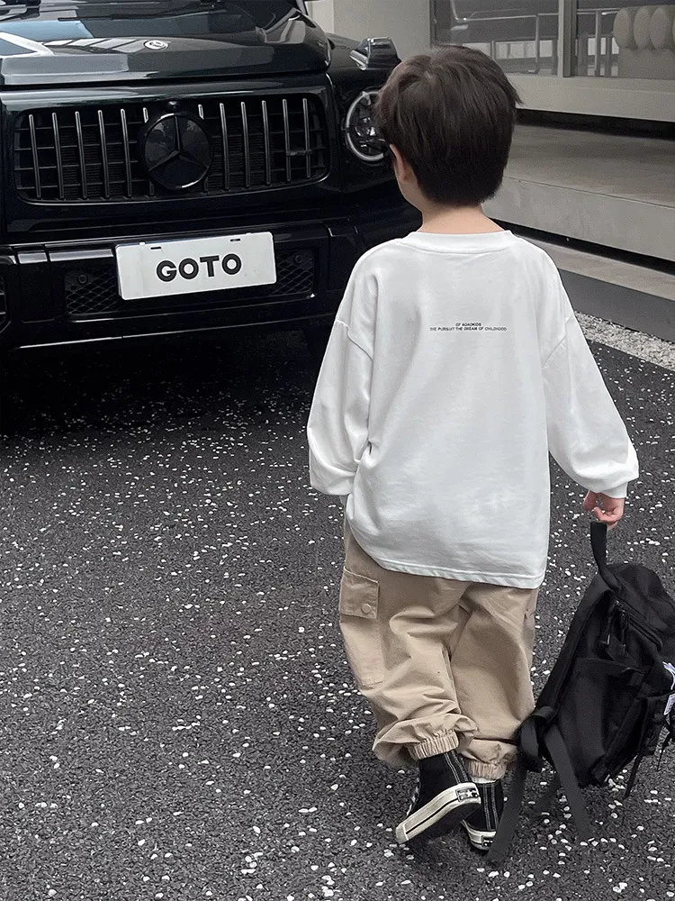 【90-150cm】超人気 子供の秋服 長袖 Ｔシャツ シンプル カジュアル アルファベット 男の子