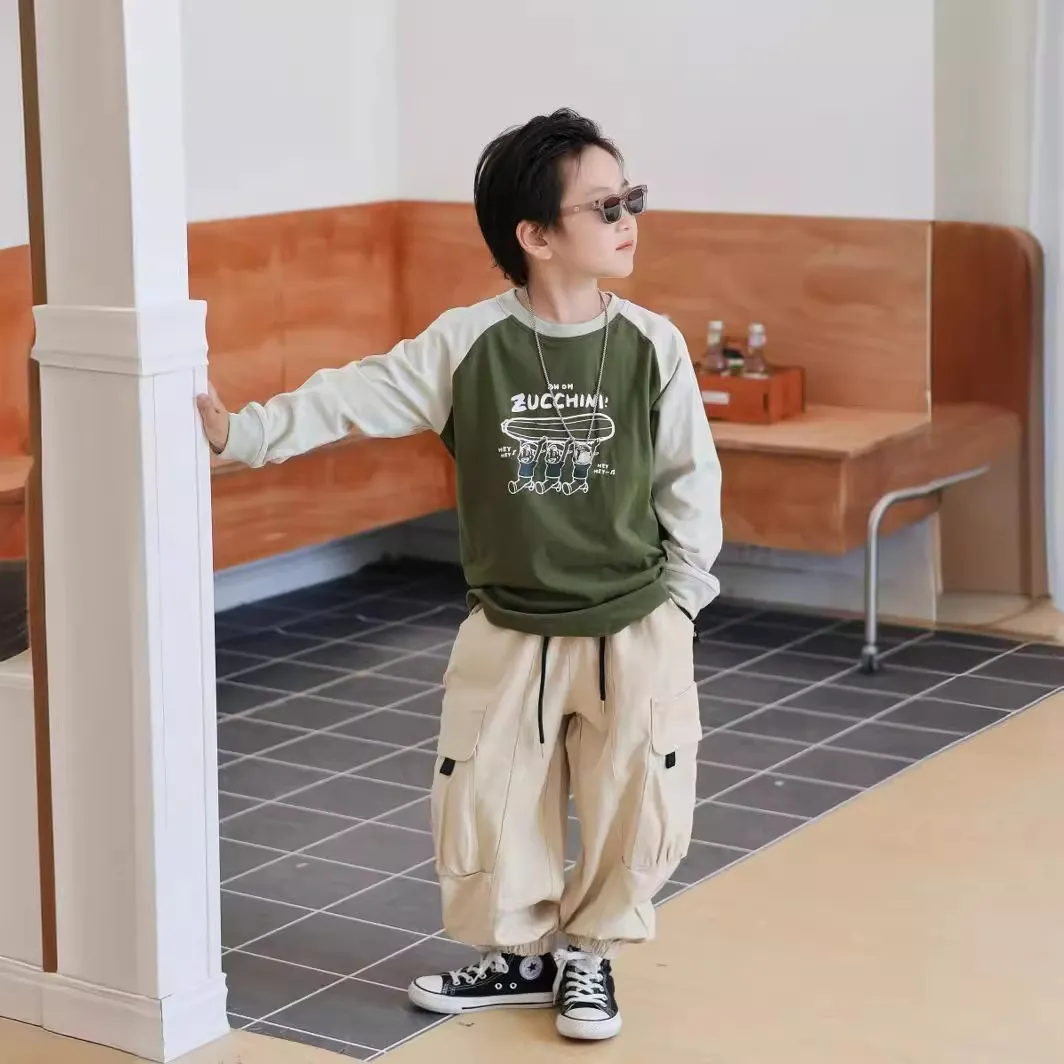 【90-150cm】抜群感強い!!! 韓国風 ファッション ラウンドネック 春秋 長袖Tシャツ