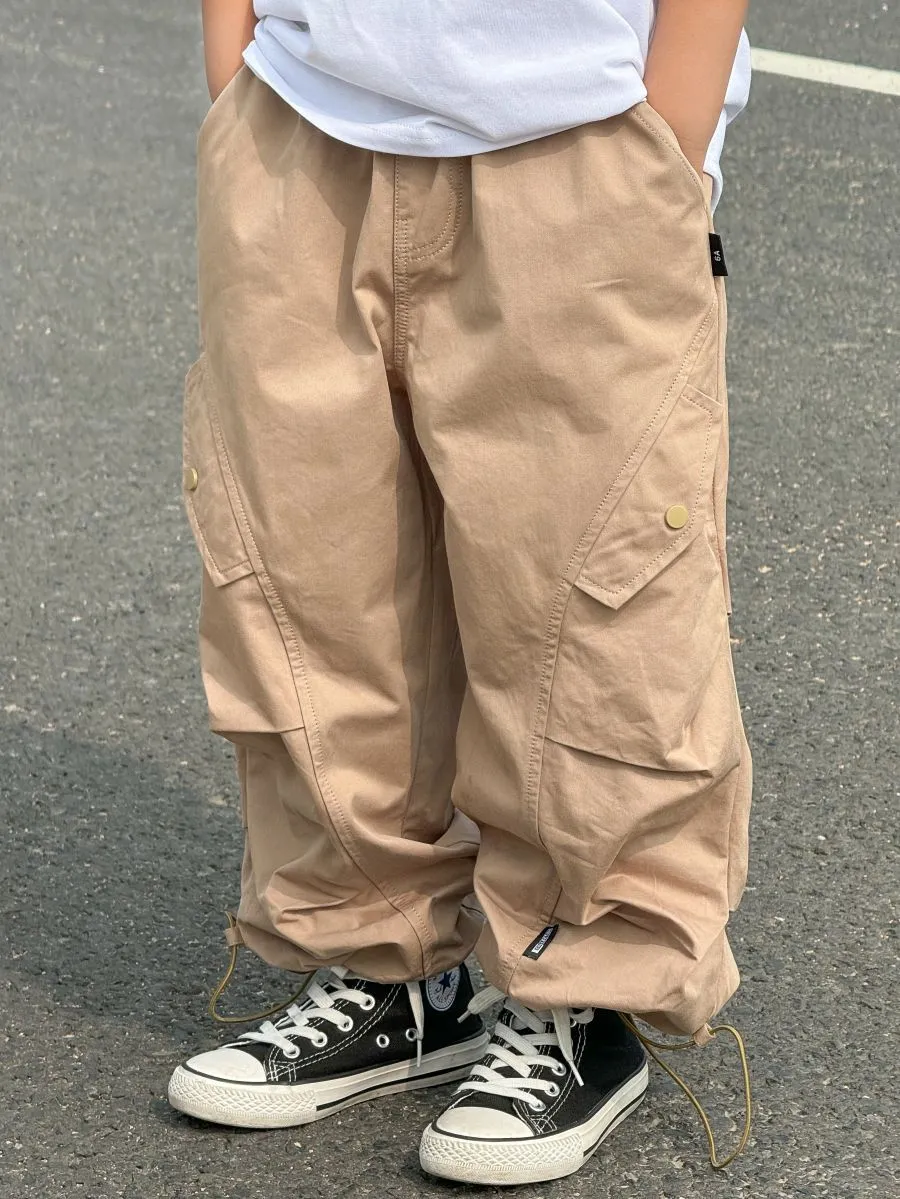 【90-160cm】合わせやすい 子供服 春秋 男の子 ストリート系 クール 無地 ポケット付き カジュアル パンツ
