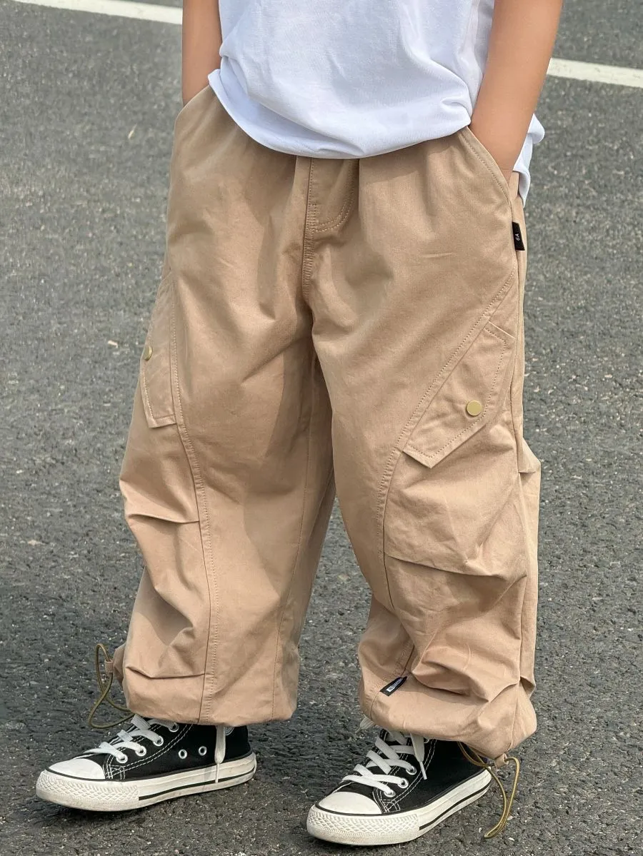 【90-160cm】合わせやすい 子供服 春秋 男の子 ストリート系 クール 無地 ポケット付き カジュアル パンツ