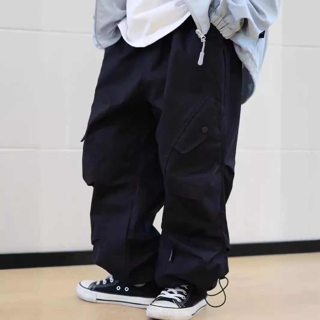 【90-160cm】合わせやすい 子供服 春秋 男の子 ストリート系 クール 無地 ポケット付き カジュアル パンツ