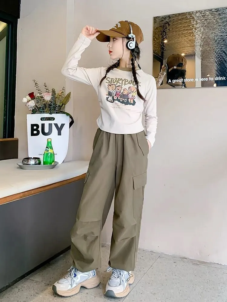 【110-160cm】大人気 合わせやすい カートゥーン 女の子 可愛い きれいめ 長袖 Tシャツ