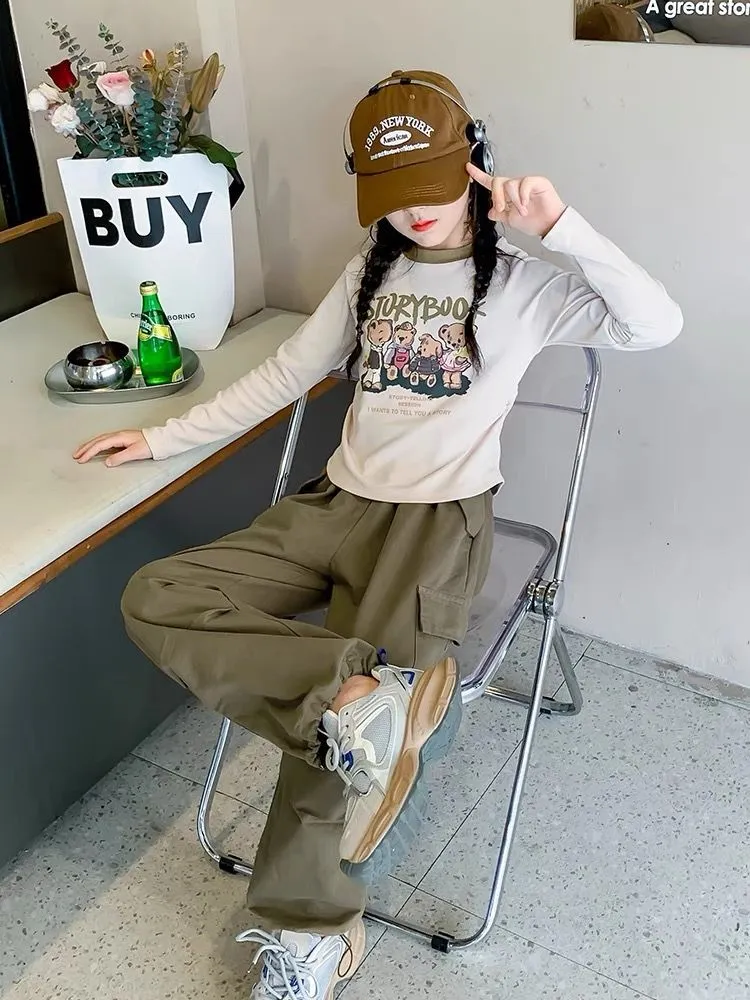 【110-160cm】大人気 合わせやすい カートゥーン 女の子 可愛い きれいめ 長袖 Tシャツ