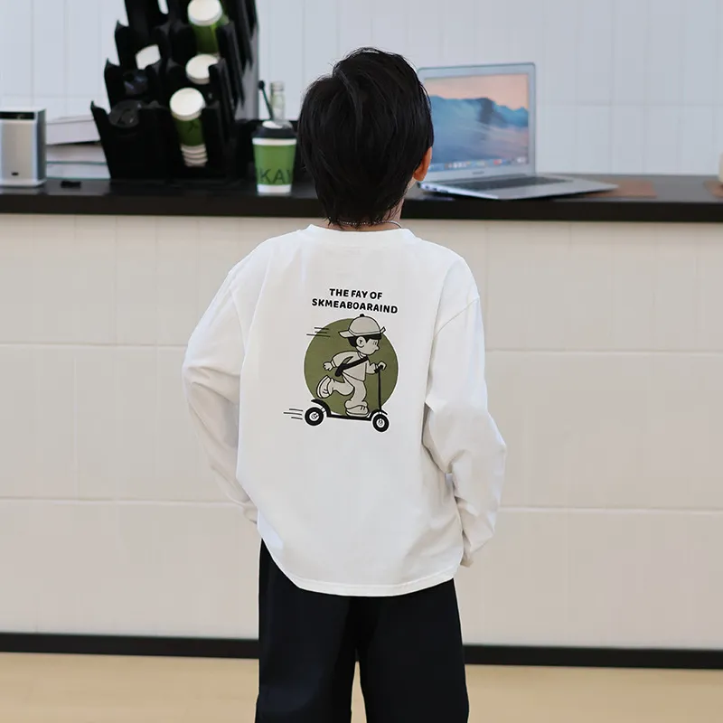 【90-160cm】快適な着心地 毎日着たい キッズ ベビー 男の子 女の子 オーバーサイズ トップス 長袖Tシャツ ロンT