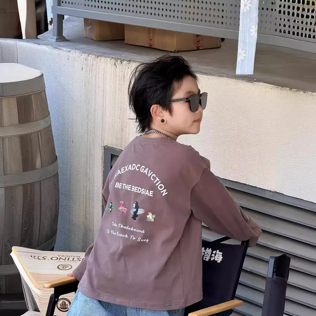 【90-160cm】快適な着心地 毎日着たい キッズ ベビー 男の子 女の子 オーバーサイズ トップス 長袖Tシャツ ロンT