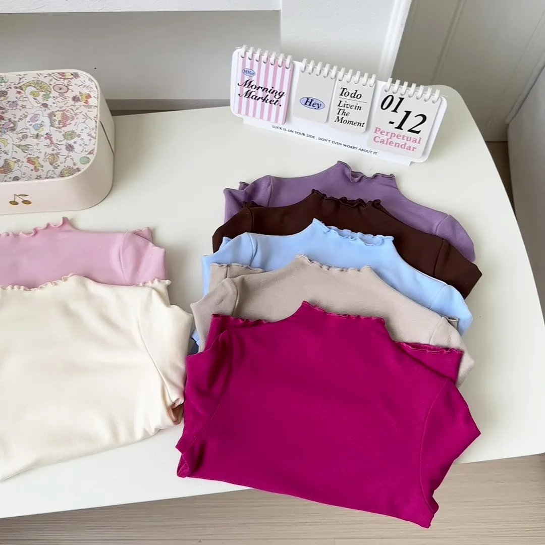 【90-150cm】デイリーウエアー カラーバリエーショ ンシンプル 女の子 長袖Tシャツ