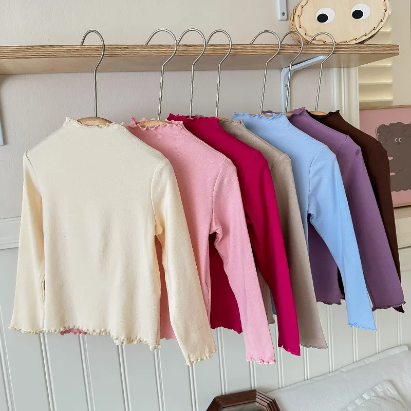 【90-150cm】デイリーウエアー カラーバリエーショ ンシンプル 女の子 長袖Tシャツ