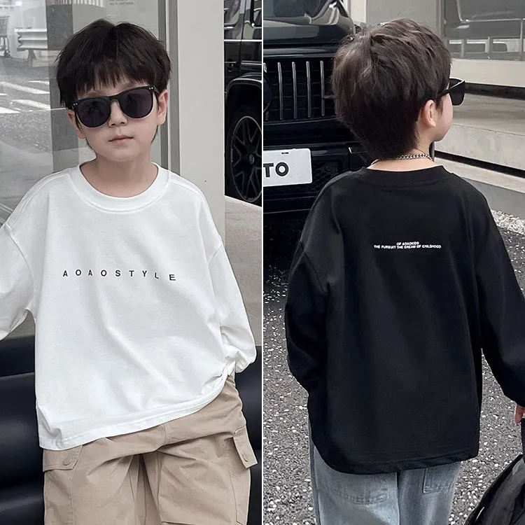 【90-150cm】超人気 子供の秋服 長袖 Ｔシャツ シンプル カジュアル アルファベット 男の子