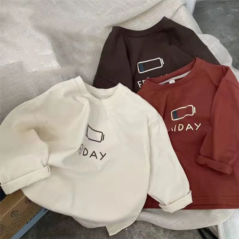 【80-130cm】大注目!!! 好感度アップ! ルーズ 合わせやすい 合わせやすい アルファベット 長袖 Ｔシャツ
