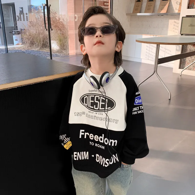 【90-140cm】24ssファッション キッズ ゆったり 子供服 男の子 レーナー トップス