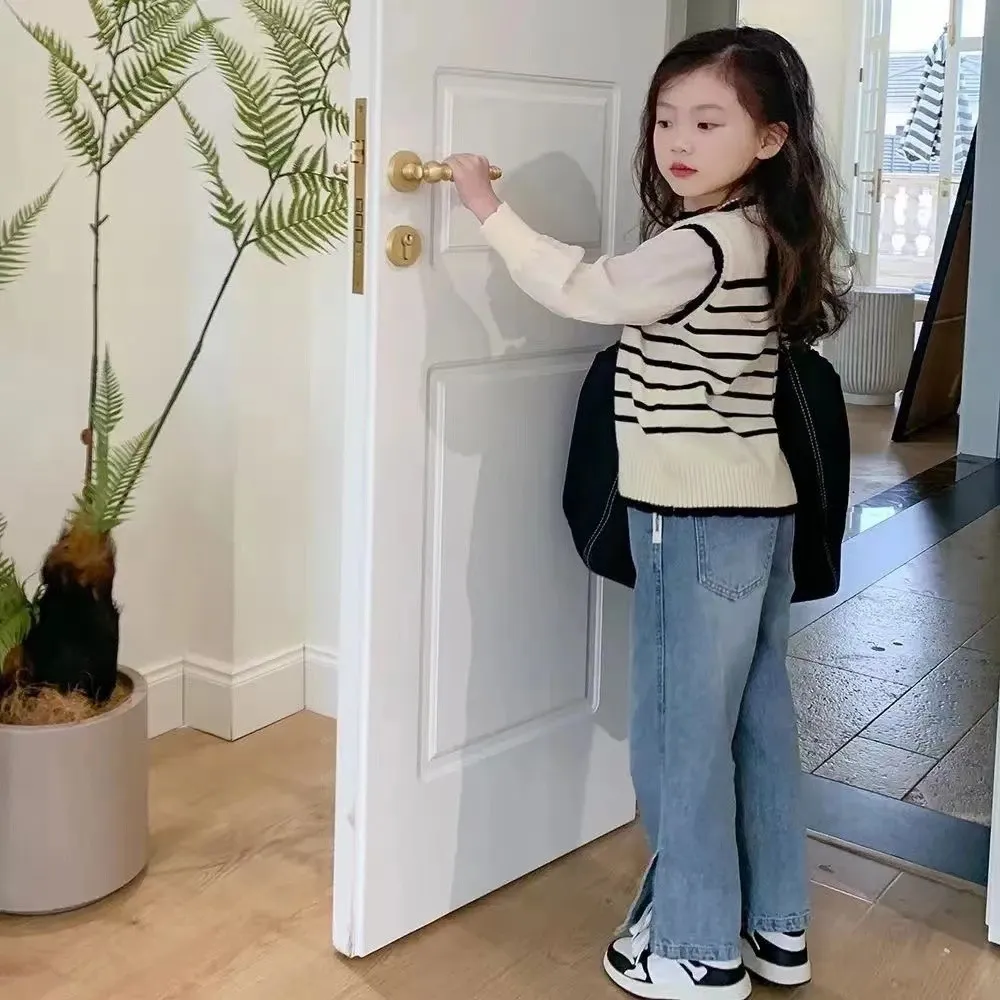 【90-150cm】超かわいい ニット 切り替え 秋新作 今季大注目 女の子 トップス セーター