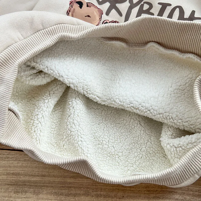 【90-140cm】可愛いクマ レーナー 裏起毛 トップス あったか ゆったり 子供服
