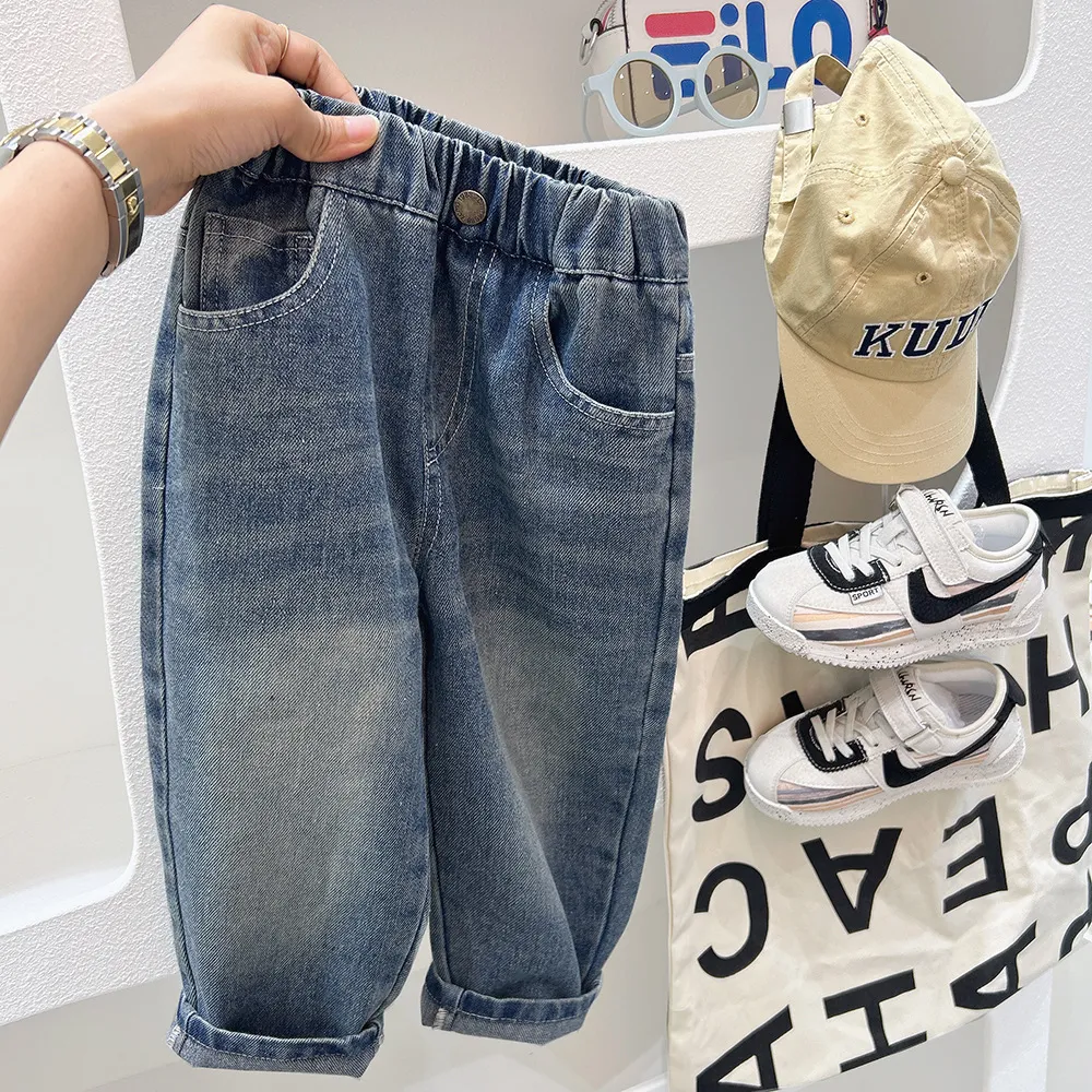 【100-150cm】ファッション シンプル カジュアル アルファベット 無地 ジーンズ