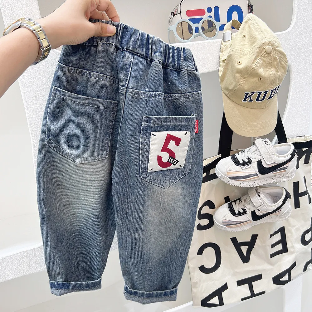 【100-150cm】ファッション シンプル カジュアル アルファベット 無地 ジーンズ