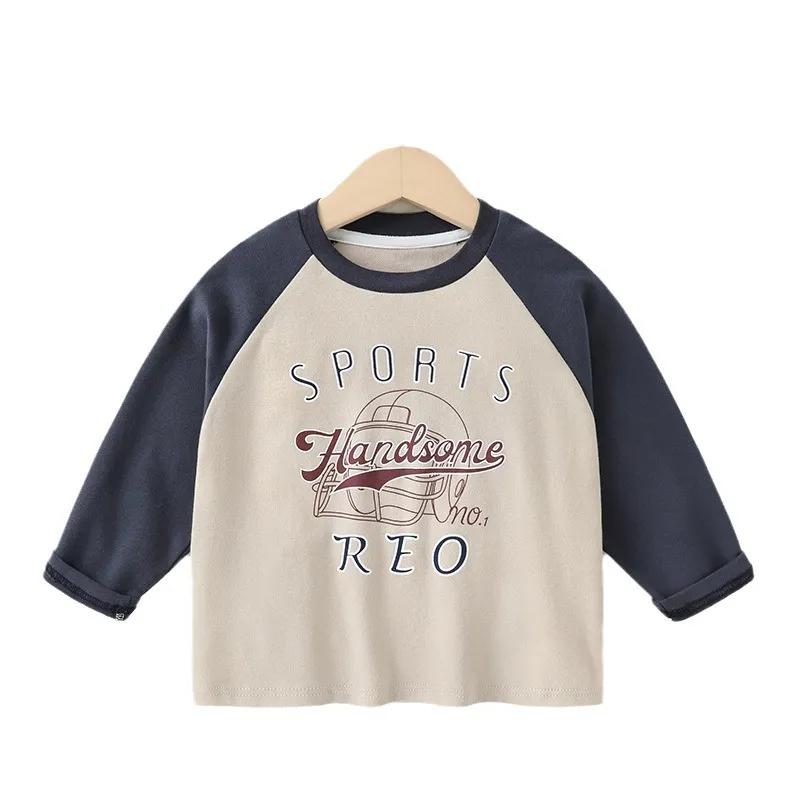 【90-140cm】高品質!着心地良い!アルファベット ラウンドネック 長袖 Tシャツ
