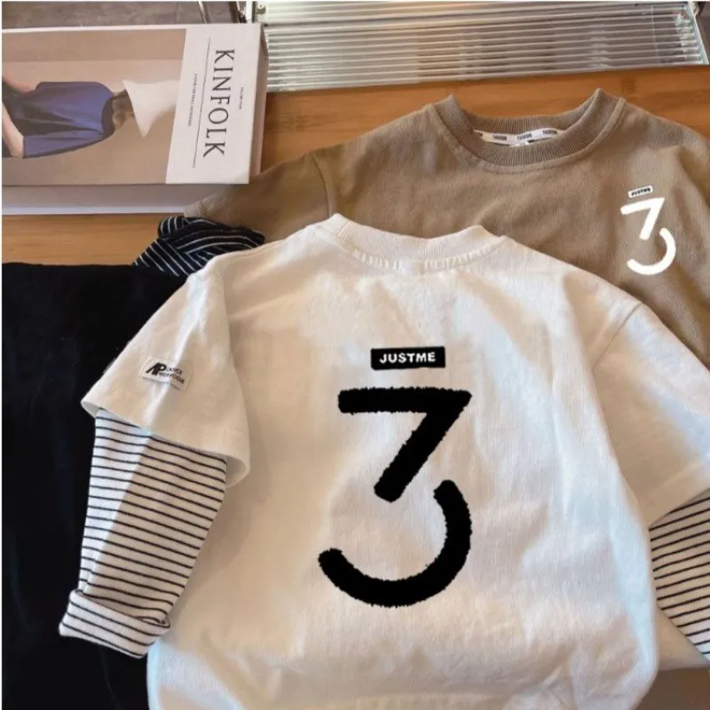 【80-140cm】特別なデザイン~ファッション ハンサム 切り替え 男の子 長袖 Tシャツ