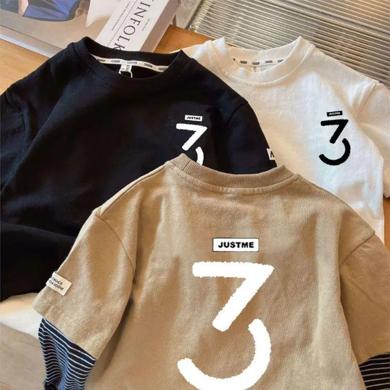 【80-140cm】特別なデザイン～ファッション ハンサム 切り替え 男の子 長袖 Ｔシャツ