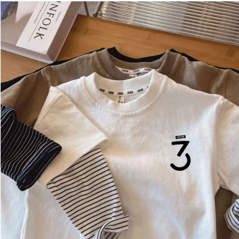 【80-140cm】特別なデザイン～ファッション ハンサム 切り替え 男の子 長袖 Ｔシャツ