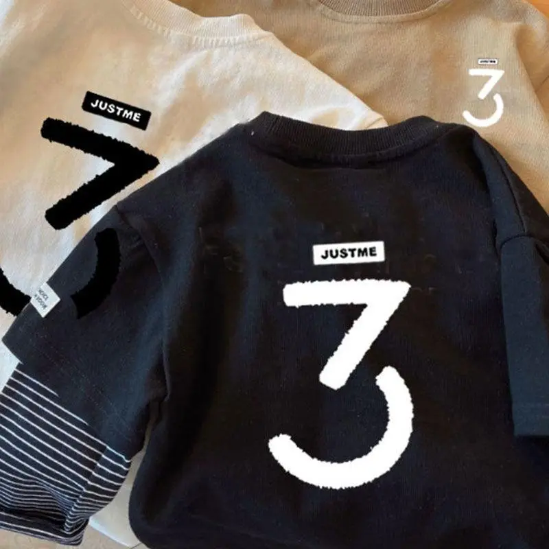 【80-140cm】特別なデザイン~ファッション ハンサム 切り替え 男の子 長袖 Tシャツ