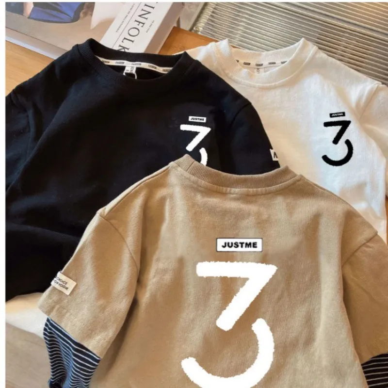 【80-140cm】特別なデザイン～ファッション ハンサム 切り替え 男の子 長袖 Ｔシャツ