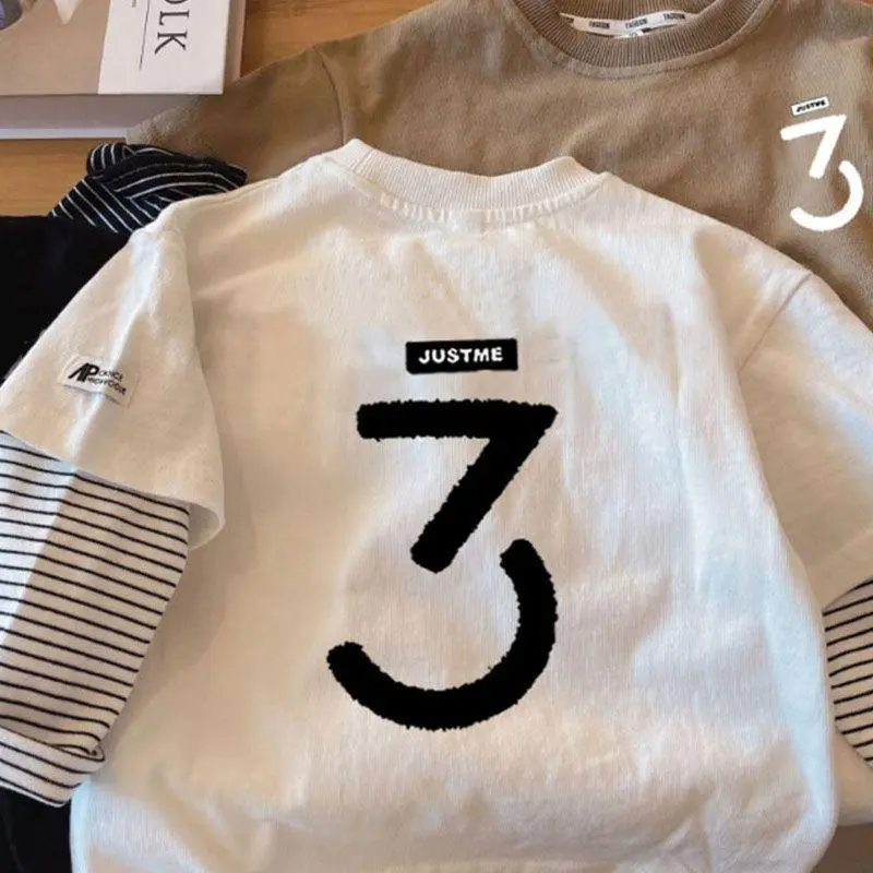 【80-140cm】特別なデザイン～ファッション ハンサム 切り替え 男の子 長袖 Ｔシャツ