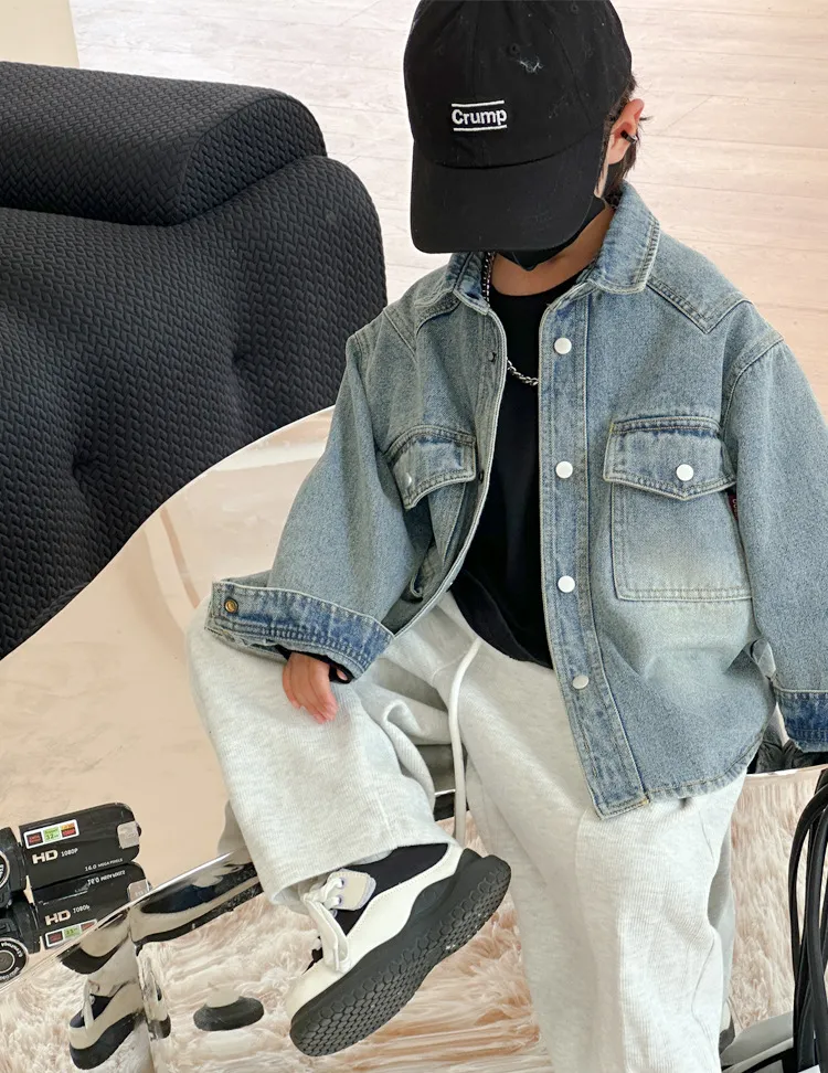 【90-140cm】 ファッション かっこいい デニムコート デニムジャケット アウター キッズ ジュニア 男の子
