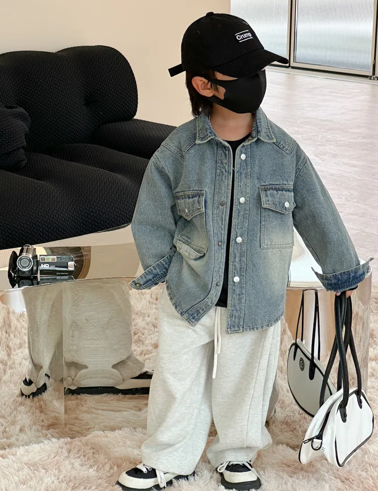 【90-140cm】 ファッション かっこいい デニムコート デニムジャケット アウター キッズ ジュニア 男の子