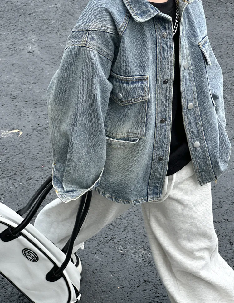 【90-140cm】 ファッション かっこいい デニムコート デニムジャケット アウター キッズ ジュニア 男の子