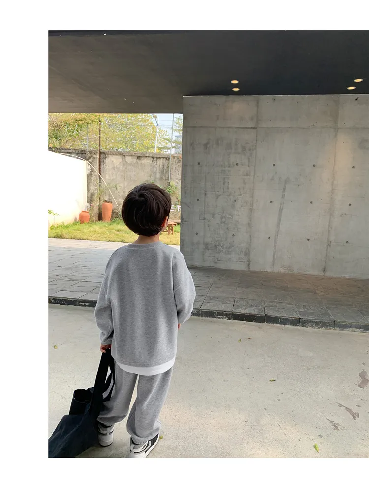 【90-150cm】4カラー 着回しコーデ 秋服トレーナー 運動着 通学 男の子セットアップ