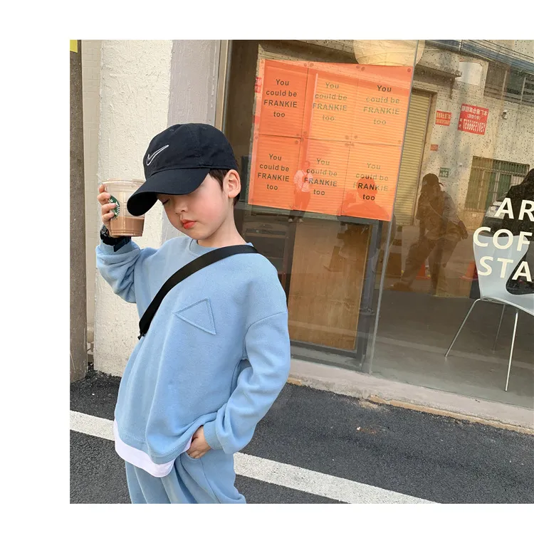 【90-150cm】4カラー 着回しコーデ 秋服トレーナー 運動着 通学 男の子セットアップ