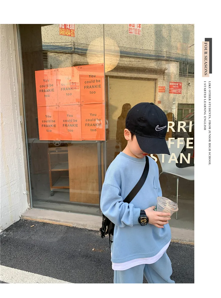 【90-150cm】4カラー 着回しコーデ 秋服トレーナー 運動着 通学 男の子セットアップ