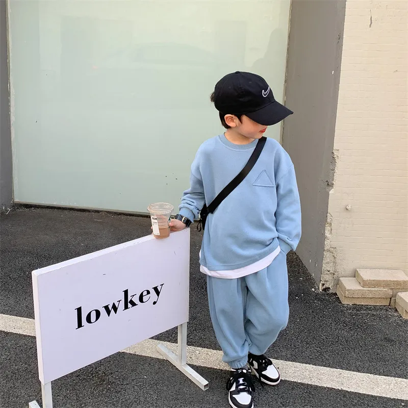 【90-150cm】4カラー 着回しコーデ 秋服トレーナー 運動着 通学 男の子セットアップ
