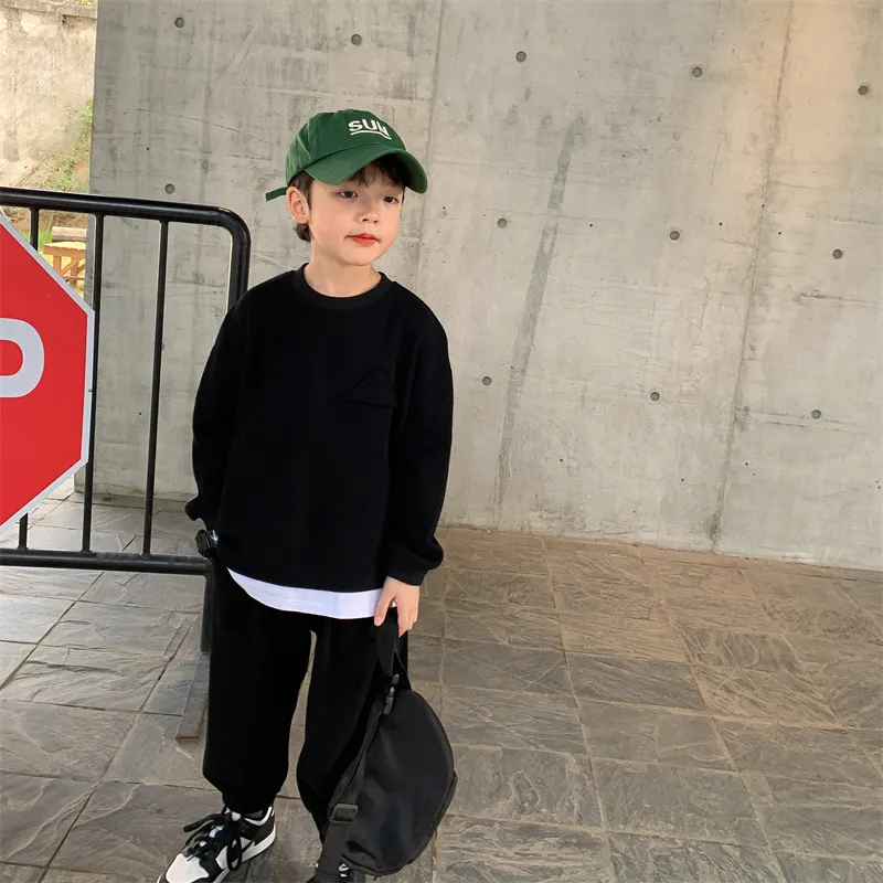 【90-150cm】4カラー 着回しコーデ 秋服トレーナー 運動着 通学 男の子セットアップ