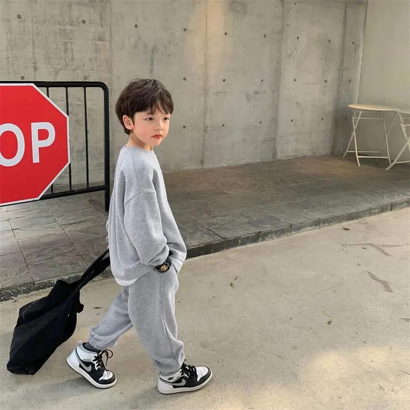 【90-150cm】4カラー 着回しコーデ 秋服トレーナー 運動着 通学 男の子セットアップ