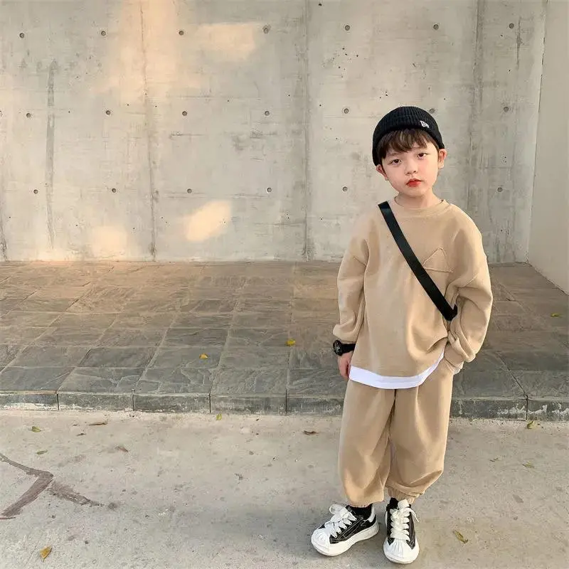 【90-150cm】4カラー 着回しコーデ 秋服トレーナー 運動着 通学 男の子セットアップ