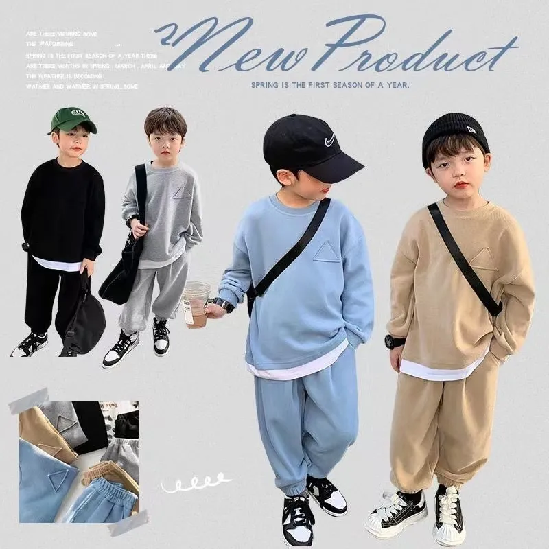 【90-150cm】4カラー 着回しコーデ 秋服トレーナー 運動着 通学 男の子セットアップ
