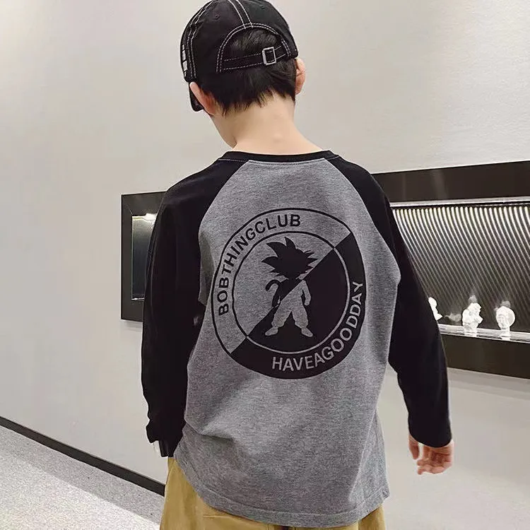 【110-170cm】人気上昇中~カジュアル ストリート系 アルファベット 男の子 長袖 Tシャツ