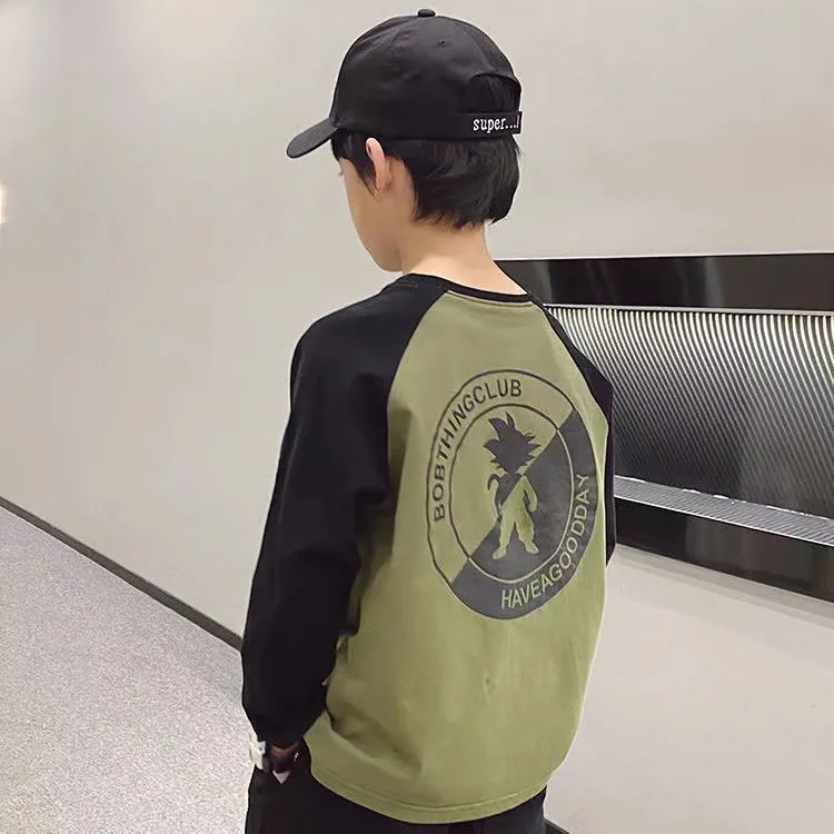 【110-170cm】人気上昇中~カジュアル ストリート系 アルファベット 男の子 長袖 Tシャツ