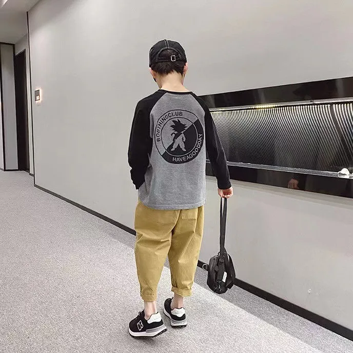 【110-170cm】人気上昇中~カジュアル ストリート系 アルファベット 男の子 長袖 Tシャツ