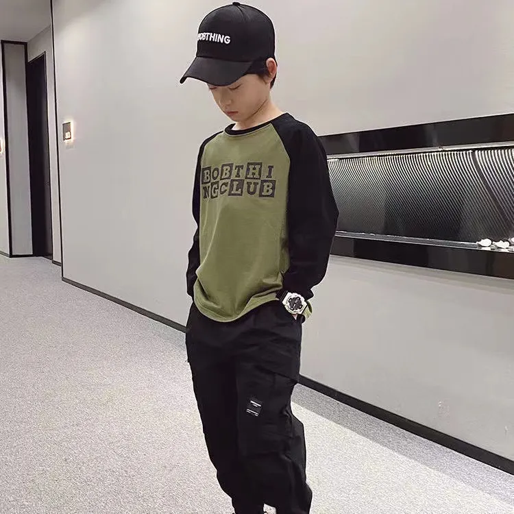 【110-170cm】人気上昇中～カジュアル ストリート系 アルファベット 男の子 長袖 Ｔシャツ